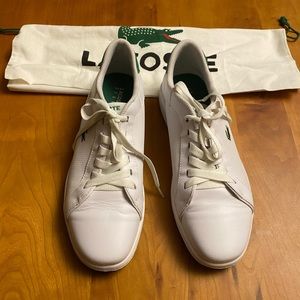 Lacoste mens leather sneaker. White leather. Size 13. Worn once